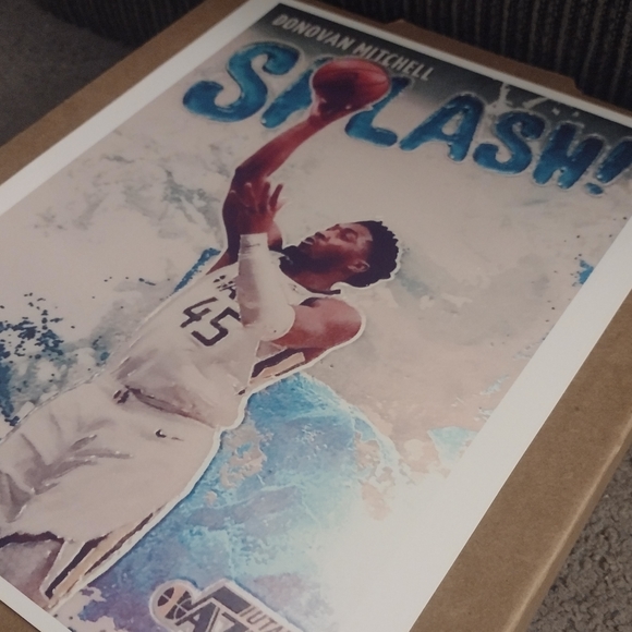 DONOVAN MITCHELL UTAH JAZZ SPLASH! COLOR ART 8.5x11 WALL NBA REPRINT POSTER NEW! - Picture 3 of 4